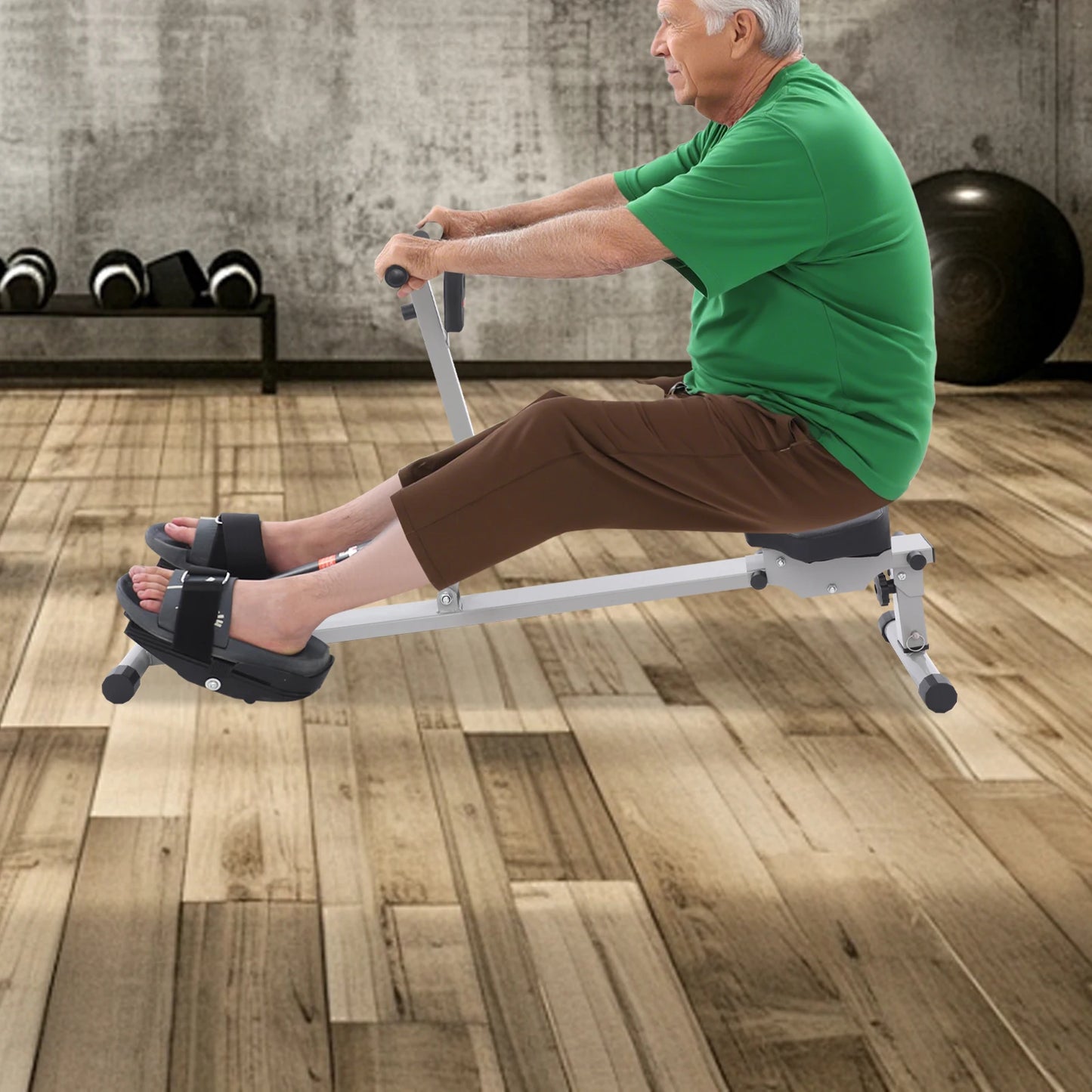 Folding Rowing Machine With LED Display Screen For Home Gym