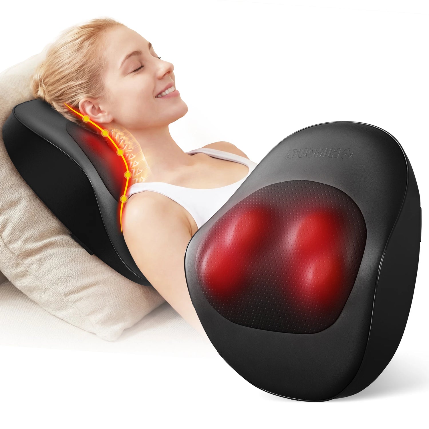 Electric Shiatsu Back Neck Massager with Heat,Ultra-Quiet Ergonomic 3D Kneading Massage Pillow for Full Body,Shoulder Leg Calf by Home for Health and Beauty