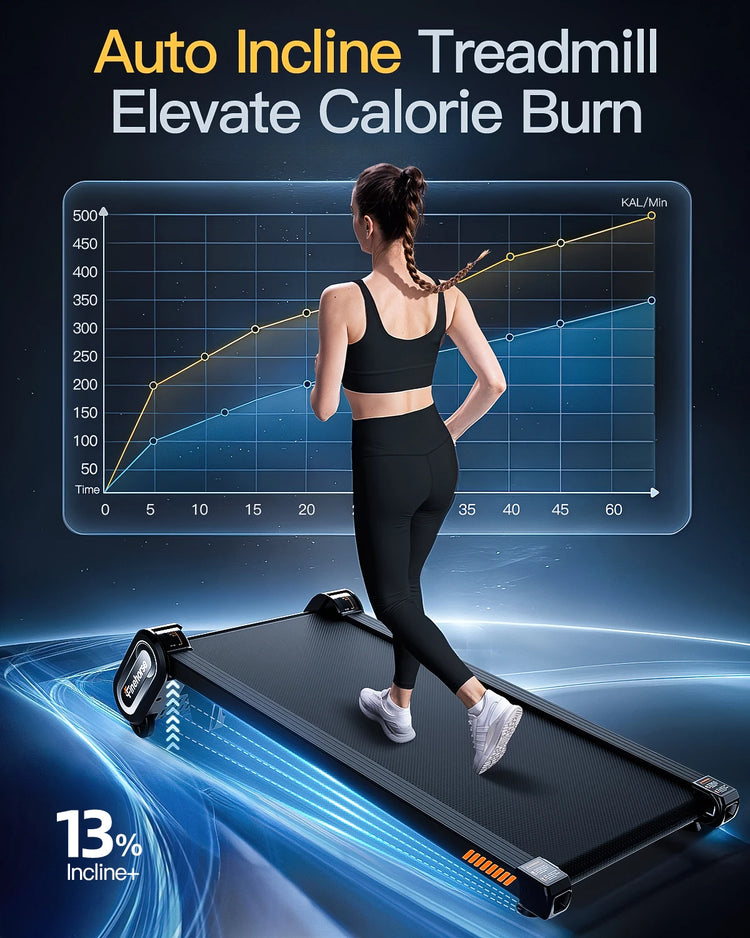 Akluer 13% 6-Level Walking Pad with Auto Incline - Treadmill with Auto Incline and Remote Control, 330Lbs Capacity Portable Under Desk Treadmill for Home Office, LED Display by Home for Health and Beauty