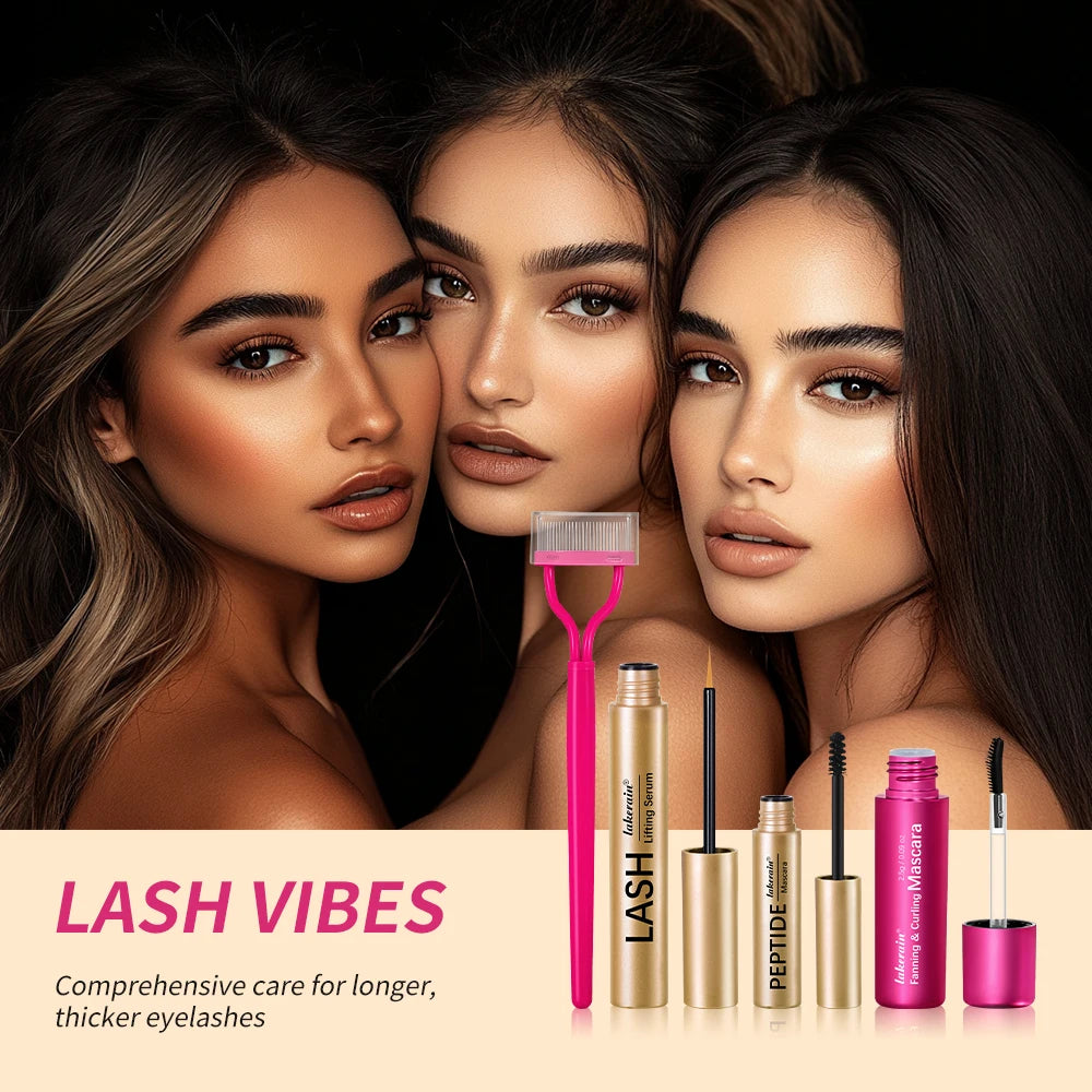 Lash & Brow Set Eyebrow Eyelash Growth Serum Peptide Mascara Eyelash Eyebrow Longer Fuller Thicker Curling Lash Eye Care Makeup by Home for Health and Beauty