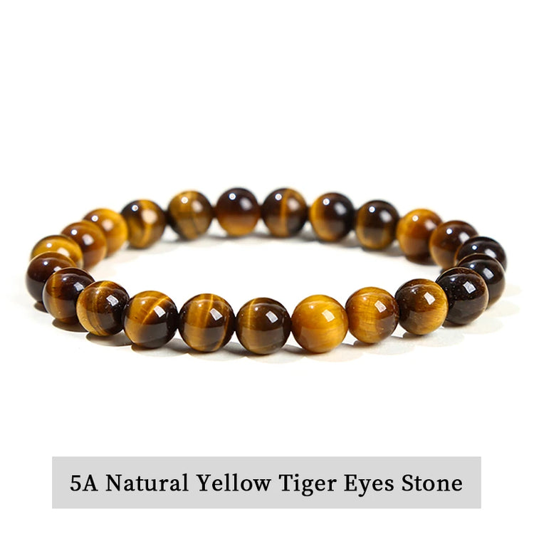 JD Natural Stone Beads Bracelet Amethyst Tiger Eye Crystal Quartz Agate Gem Beads Bangles Women Men Reiki Healling Jewelry Gift by Home for Health and Beauty