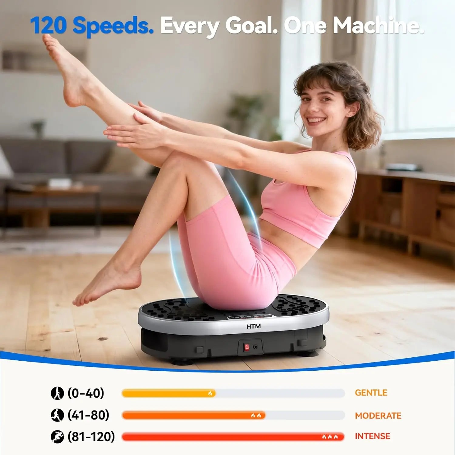 Vibration Plate Exercise Machine 120 Speed Levels 9 Preset Programs Home Fitness Equipment Weight Loss Fat Burning Muscle Toning by Home for Health and Beauty