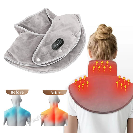 Neck Massager Brace Electric Heating Shoulder Pad With 3 Levels by Home for Health and Beauty