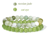 2Pcs Colorful Natural Stone Bead Bracelet Set 8MM Natural Agates Turquois Amethysts Quartzs Gem Stretch Bangle Jewelry Gift by Home for Health and Beauty