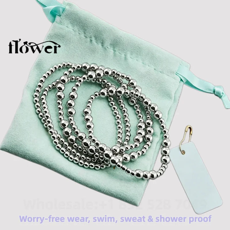 Waterproof Charm Beads Stackable Bracelets Bangles Fashion Fine Jewelry Gift For Women Anniversary Birthday by Home for Health and Beauty