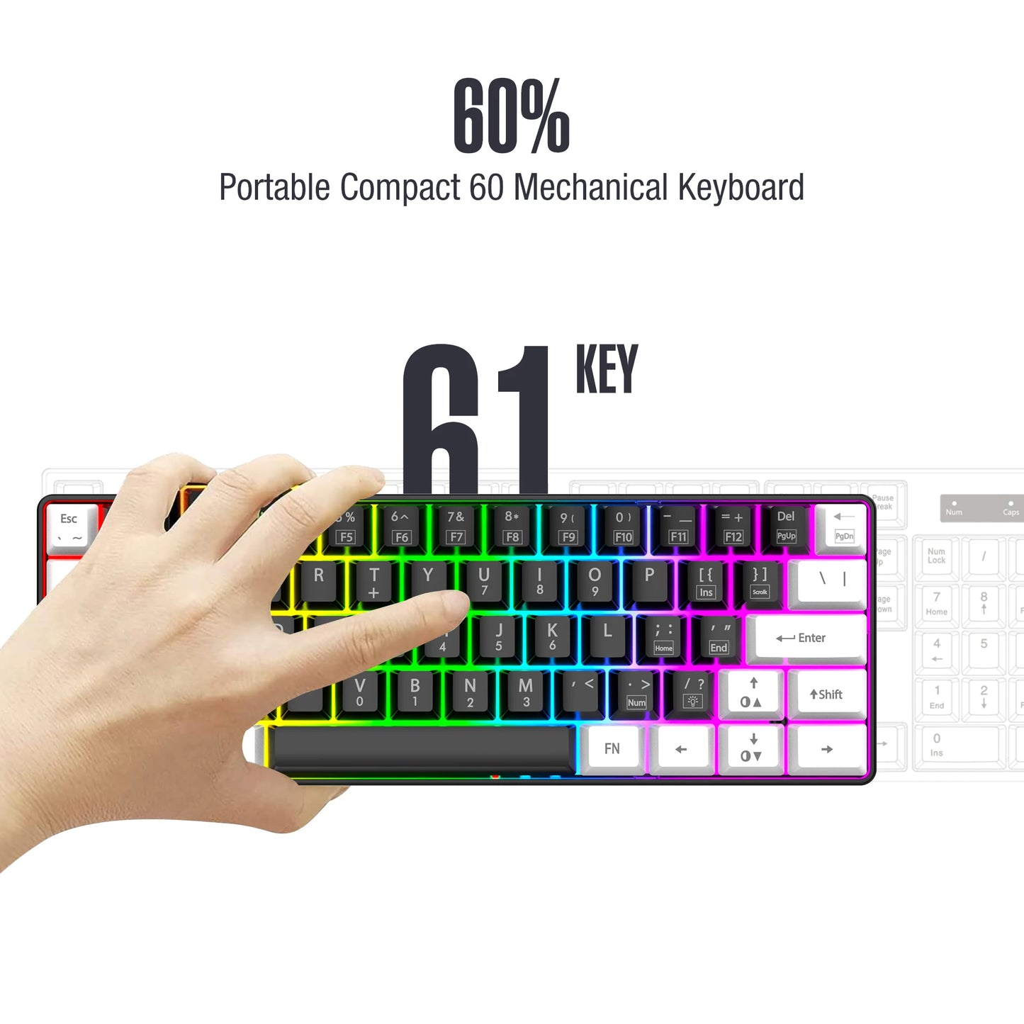 Wired RGB Backlit Waterproof Portable Keyboard PC and Mac