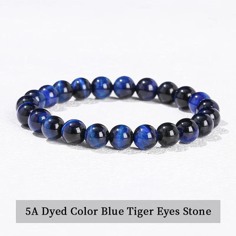 JD Natural Stone Beads Bracelet Amethyst Tiger Eye Crystal Quartz Agate Gem Beads Bangles Women Men Reiki Healling Jewelry Gift by Home for Health and Beauty