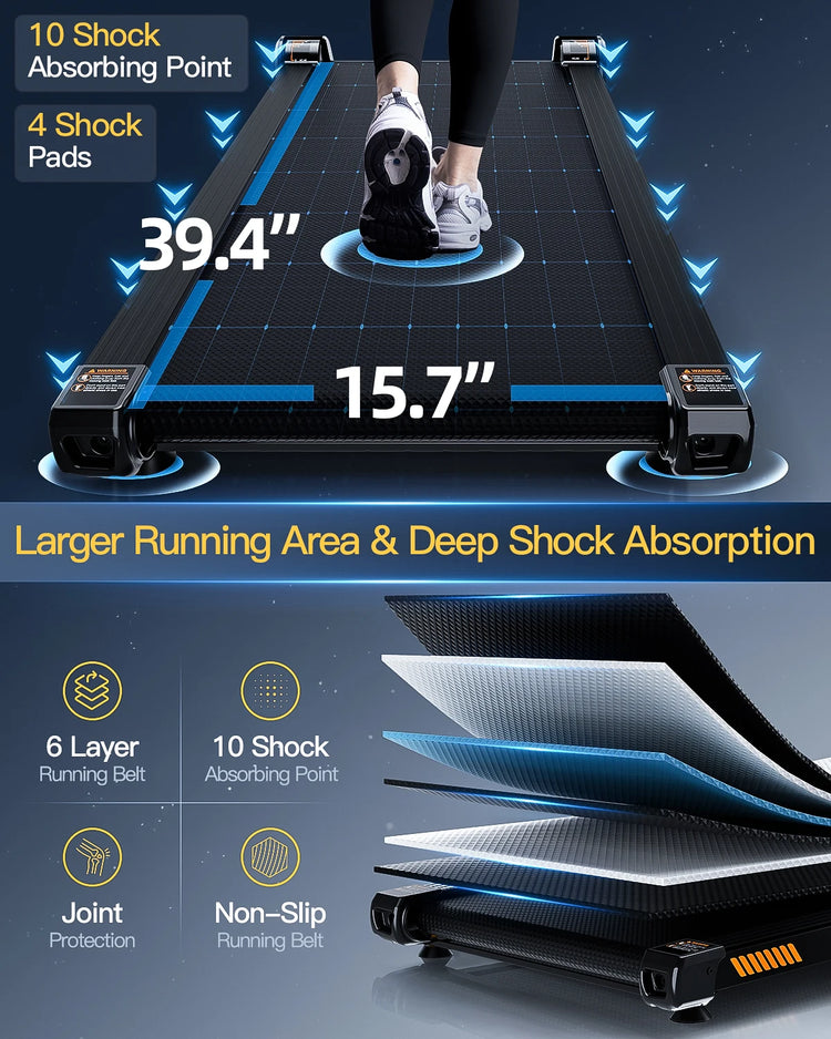 Akluer 13% 6-Level Walking Pad with Auto Incline - Treadmill with Auto Incline and Remote Control, 330Lbs Capacity Portable Under Desk Treadmill for Home Office, LED Display by Home for Health and Beauty