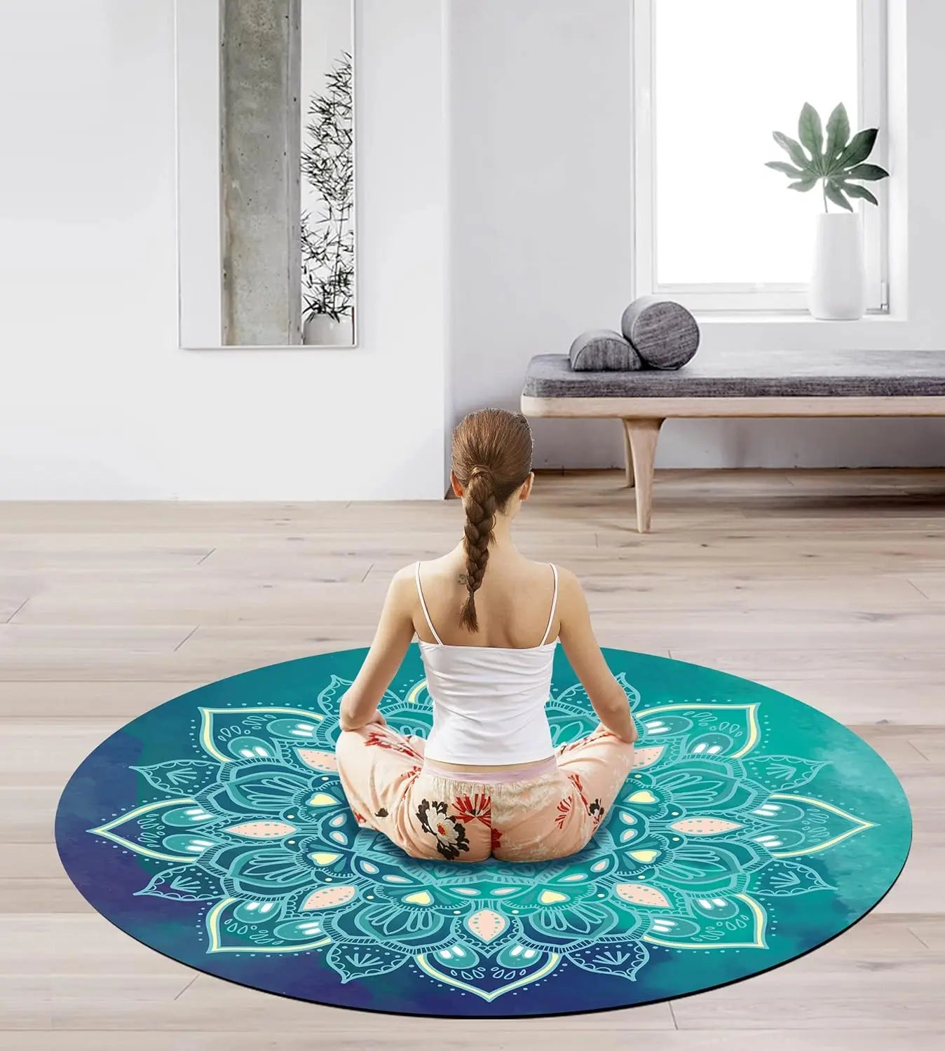 Pilates Mat Round Oversize Yoga Mat Suede Rubber Non-Slip Dia 140cm by Home for Health and Beauty