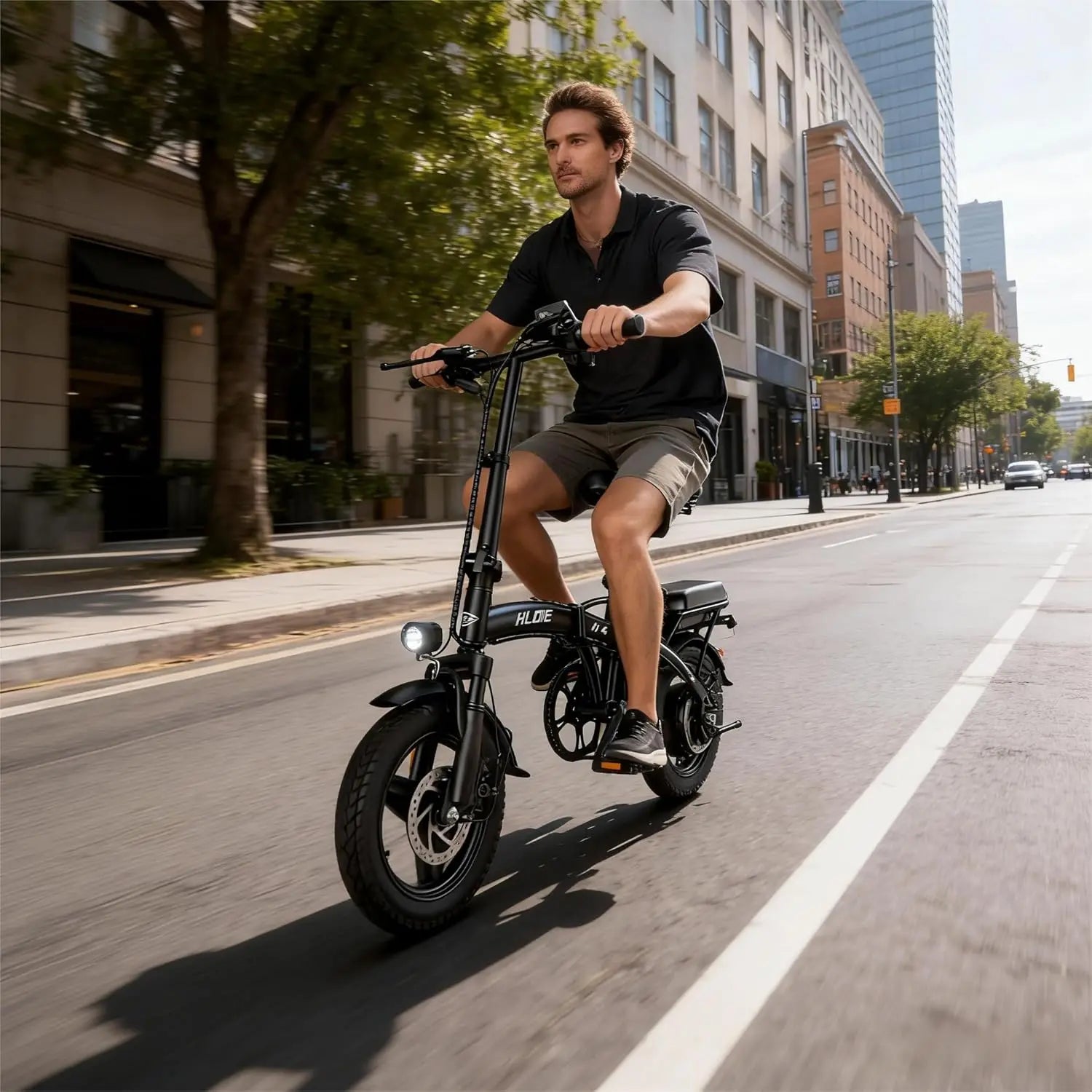 Folding Electric Bike for Adults, 500W Peak Motor, Up to 23 MPH, 14” Foldable Ebike with 48V 12Ah Battery, 35 Miles, Customized by Home for Health and Beauty