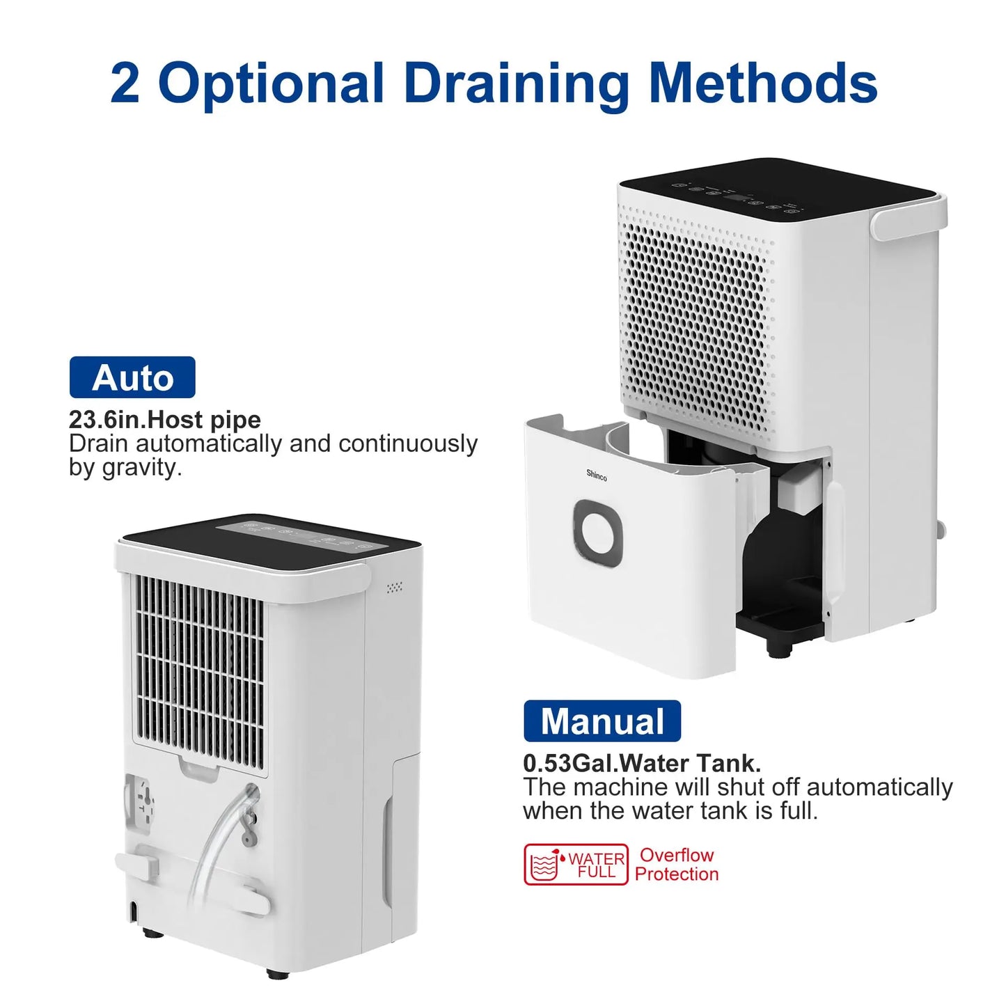 Dehumidifier With Drain Hose Auto Or Manual Drainage