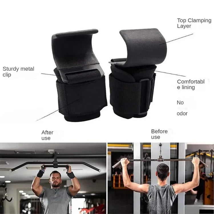 1/2PC Non-Slip Weight Lifting Hookspremium Pair of Straps Weightlifting Deadlift Chin Pull Up and Exercise Fitness Hook Training by Home for Health and Beauty