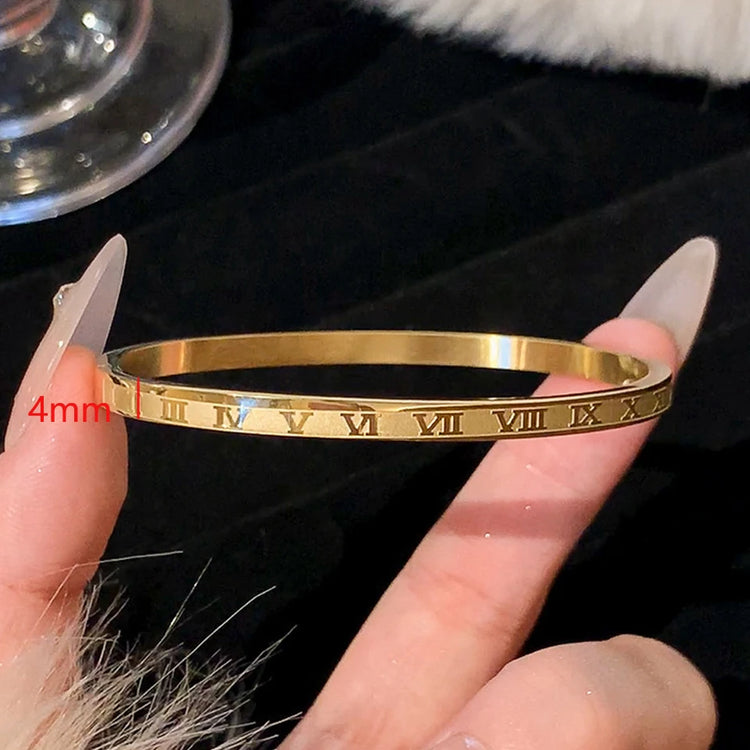 Sparkling Zirconia Inlaid Stainless Steel Bracelet 5/1pcs Set for Women Stackable Bangles Fashion Non Fading Jewelry Gift by Home for Health and Beauty