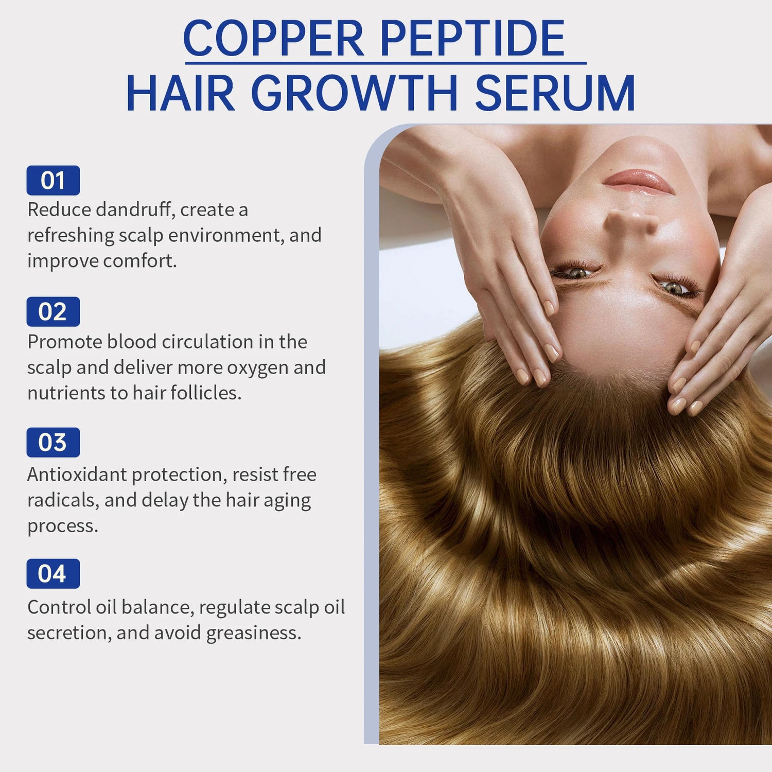 EELHOE 30ml Copper Peptide Hair Serum Strengthening Hair Roots Repair Hairs Damage Essence Nourish Smoother Hair Loss Growth Oil by Home for Health and Beauty