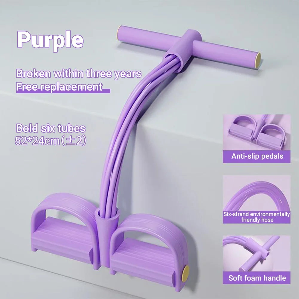 6-Tube Resistance Band Multi Function Tension Rope Fitness Bands 6-Tube Elastic Yoga Pedal Puller For Sports Exercises At Gym by Home for Health and Beauty