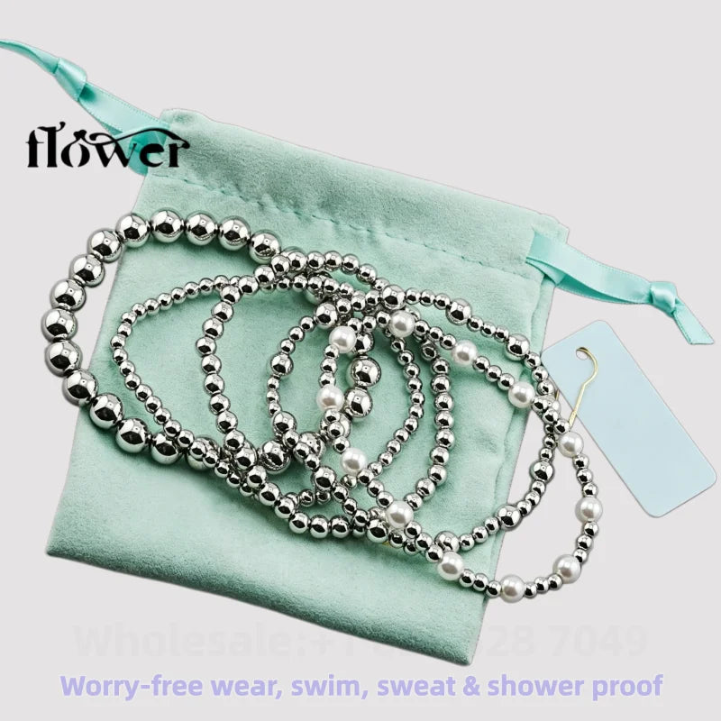 Waterproof Charm Beads Stackable Bracelets Bangles Fashion Fine Jewelry Gift For Women Anniversary Birthday by Home for Health and Beauty