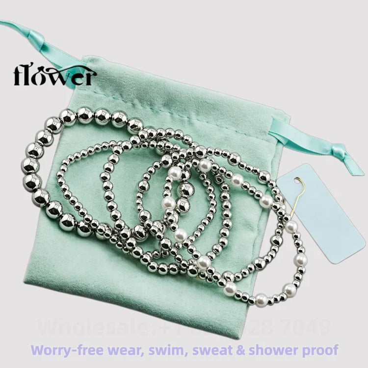 Waterproof Charm Beads Stackable Bracelets Bangles Fashion Fine Jewelry Gift For Women Anniversary Birthday by Home for Health and Beauty