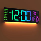 16" Large Digital Wall Clock With Remote Control, Timer, Alarm With Big LED Screen Dispaly, 8 RGB Colors, Auto DST, Temperature by Home for Health and Beauty