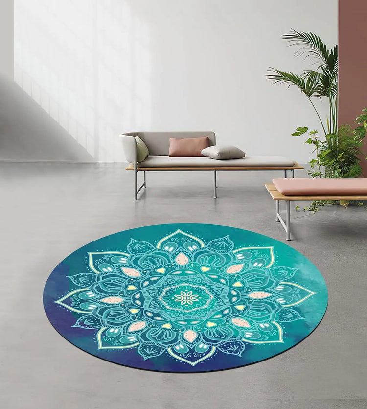 Pilates Mat Round Oversize Yoga Mat Suede Rubber Non-Slip Dia 140cm by Home for Health and Beauty