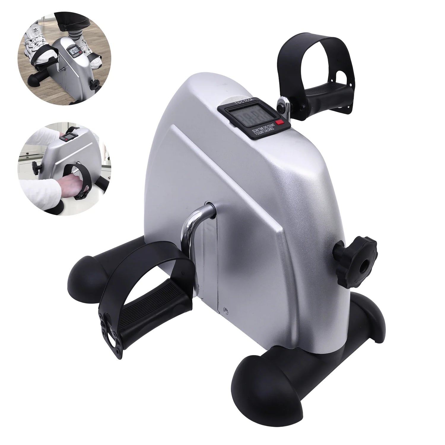 Mini Under Desk Pedal Exerciser Bike Multi-Function Motorized Digital With LCD Screen Display for Leg Arm and Knee for Elderly by Home for Health and Beauty
