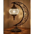 Turkish Mosaic Moon Lamp - Handmade Stained Glass Table Lamp with Metal Crescent Base, Bohemian Moroccan Bedside Night Light fo by Home for Health and Beauty