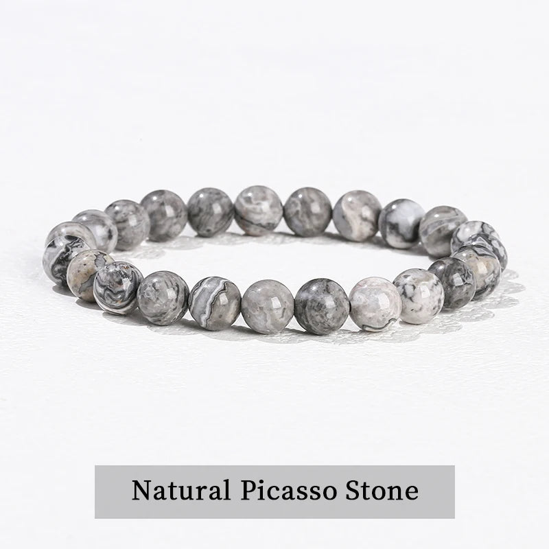 JD Natural Stone Beads Bracelet Amethyst Tiger Eye Crystal Quartz Agate Gem Beads Bangles Women Men Reiki Healling Jewelry Gift by Home for Health and Beauty