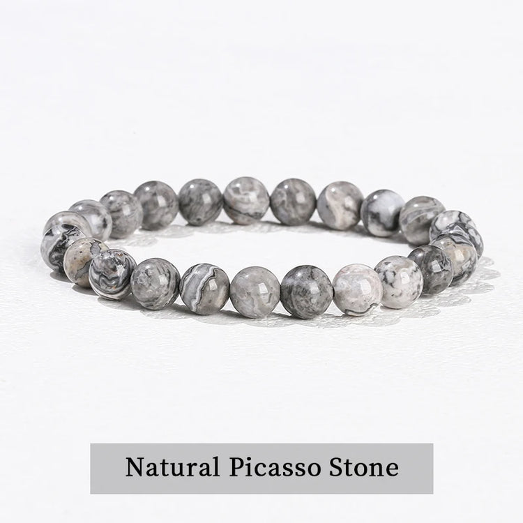 JD Natural Stone Beads Bracelet Amethyst Tiger Eye Crystal Quartz Agate Gem Beads Bangles Women Men Reiki Healling Jewelry Gift by Home for Health and Beauty