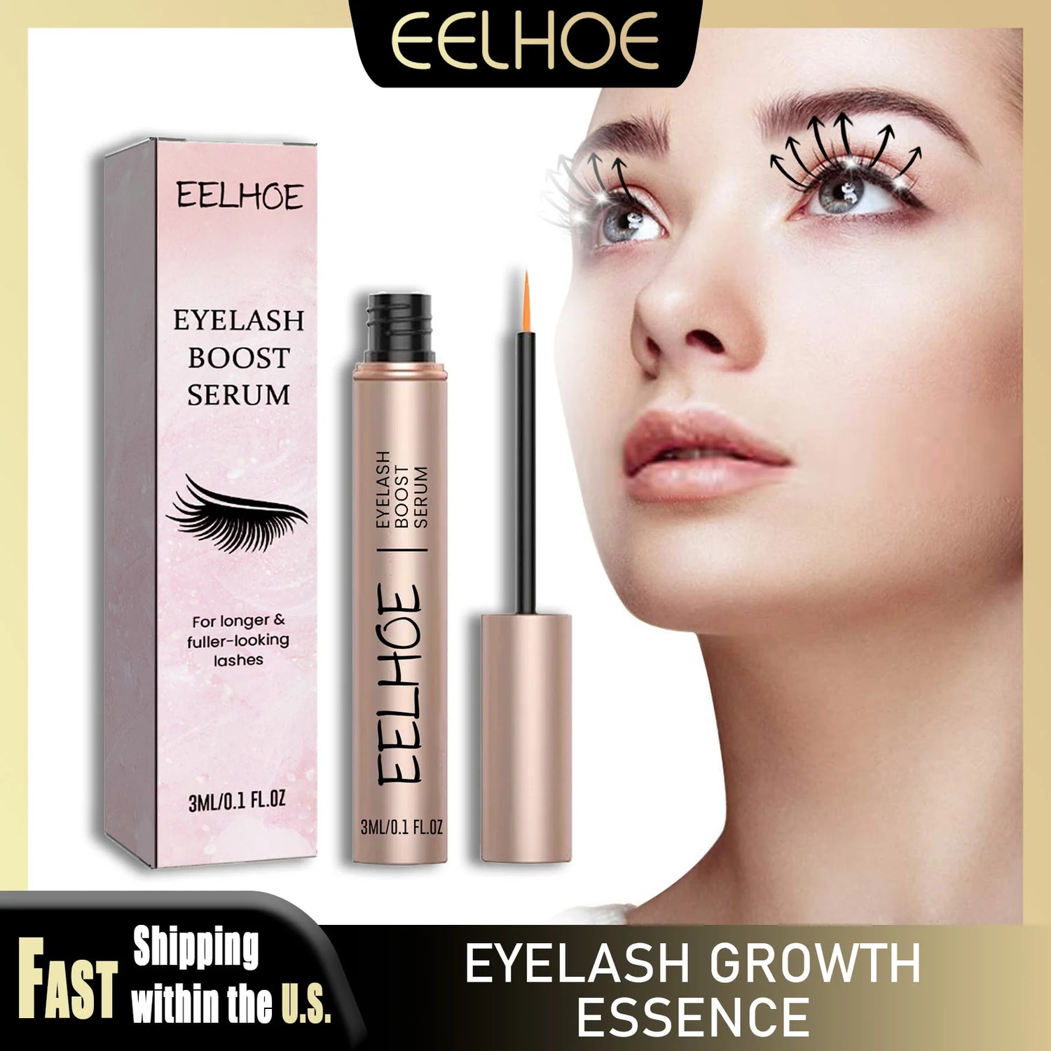 Eelhoe Eyelash Enhancer Serum for Eyelash and Eyebrow Growth by Home for Health and Beauty