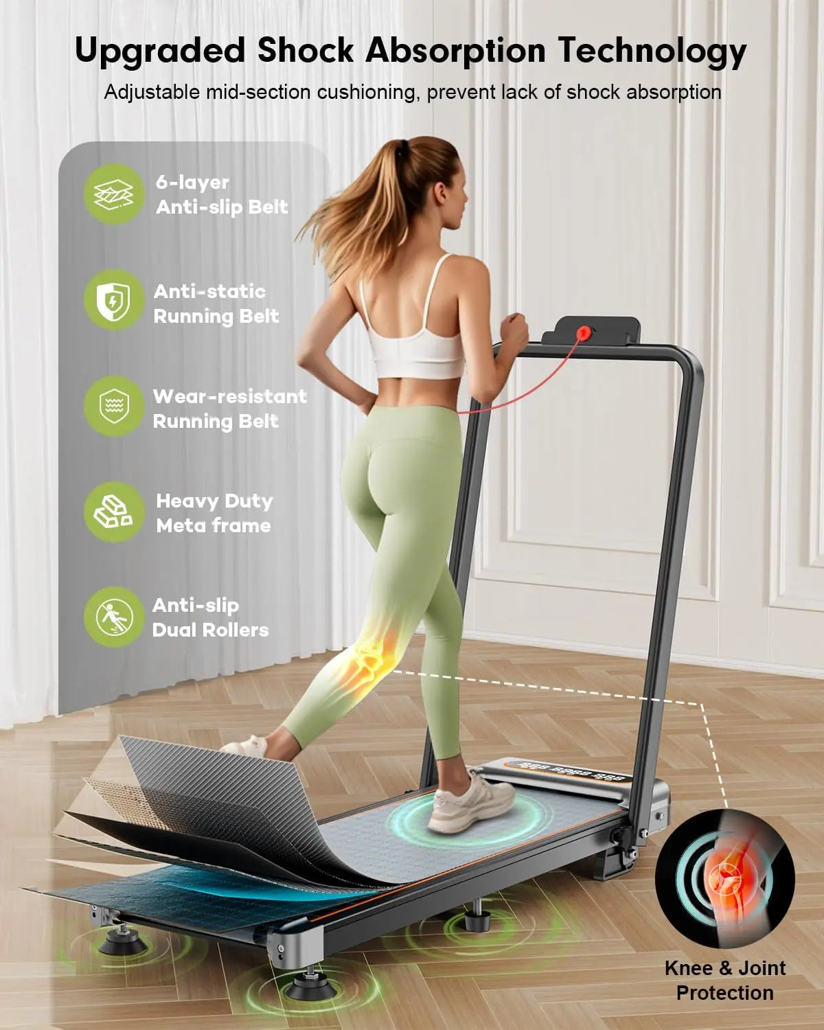 Foldable Treadmill with 12% Incline,3.5HP Low Noise Walking Pad Treadmill with Handle Bar,350 Lbs Capacity, APP Remote Control by Home for Health and Beauty