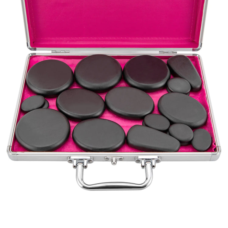 Hot Stones Massage Set, 18 Volcanic Rocks Body Massage Set, for Massage, Scraping, Hot Compress by Home for Health and Beauty