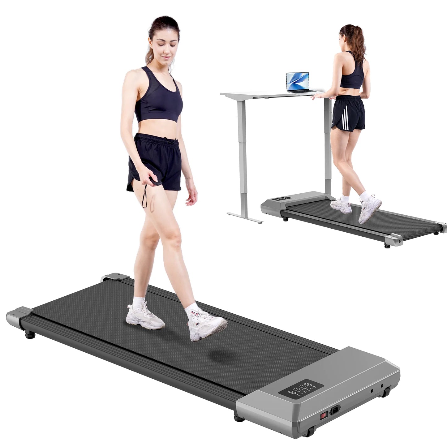 Driving Walking Pad Mini Treadmill Under Desk Quiet Portable