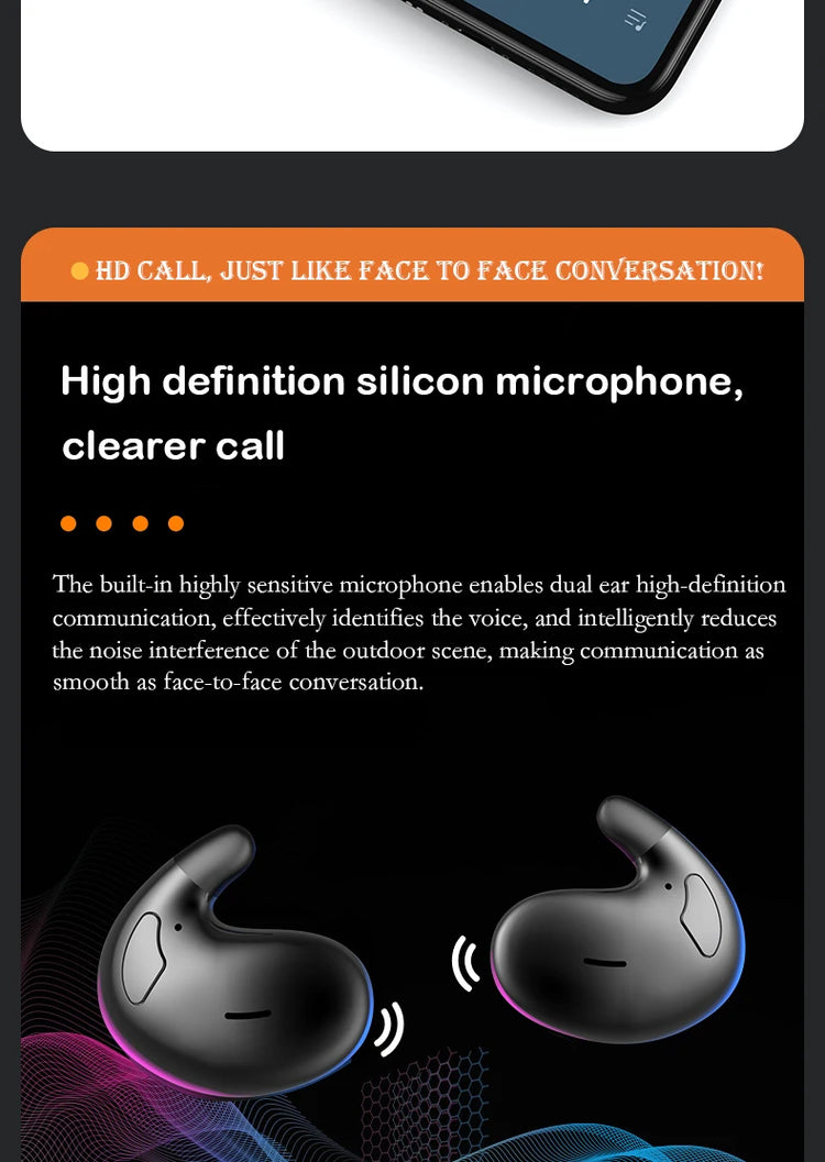 SK Ultra-thin Sleep Headphones 5.3 Wireless Bluetooth Headset Invisible Earbuds Hidden In Ear Button Sports Earphones Waterproof by Home for Health and Beauty