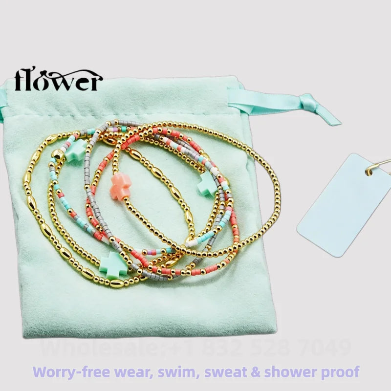 Waterproof Charm Beads Stackable Bracelets Bangles Fashion Fine Jewelry Gift For Women Anniversary Birthday by Home for Health and Beauty