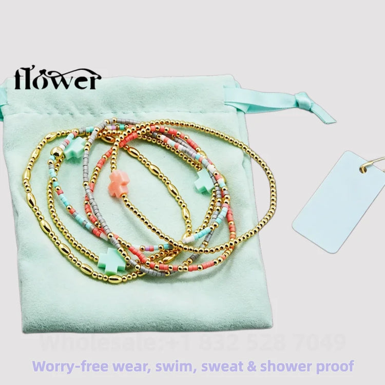 Waterproof Charm Beads Stackable Bracelets Bangles Fashion Fine Jewelry Gift For Women Anniversary Birthday by Home for Health and Beauty