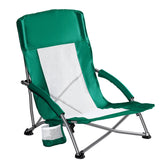 Camping Beach Chair Portable Lightweight Low Mesh Back Padded Armrests Folding Beach Chair with Cup Holder Storage Pocket for Camp Picnic Lawn by Home for Health and Beauty