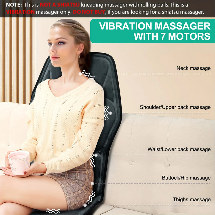 HOMEMASSA Vibration Back Massager Seat Cushion With Heat Massage Chair Pad by Home for Health and Beauty