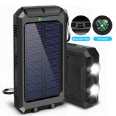 Solar Power Bank Portable Dual 30000mAh 5V USB Ports 2 LED Light Flashlight Fast Charging for iPhone Samsung Tablets by Home for Health and Beauty