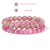 2Pcs Colorful Natural Stone Bead Bracelet Set 8MM Natural Agates Turquois Amethysts Quartzs Gem Stretch Bangle Jewelry Gift by Home for Health and Beauty