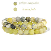 2Pcs Colorful Natural Stone Bead Bracelet Set 8MM Natural Agates Turquois Amethysts Quartzs Gem Stretch Bangle Jewelry Gift by Home for Health and Beauty
