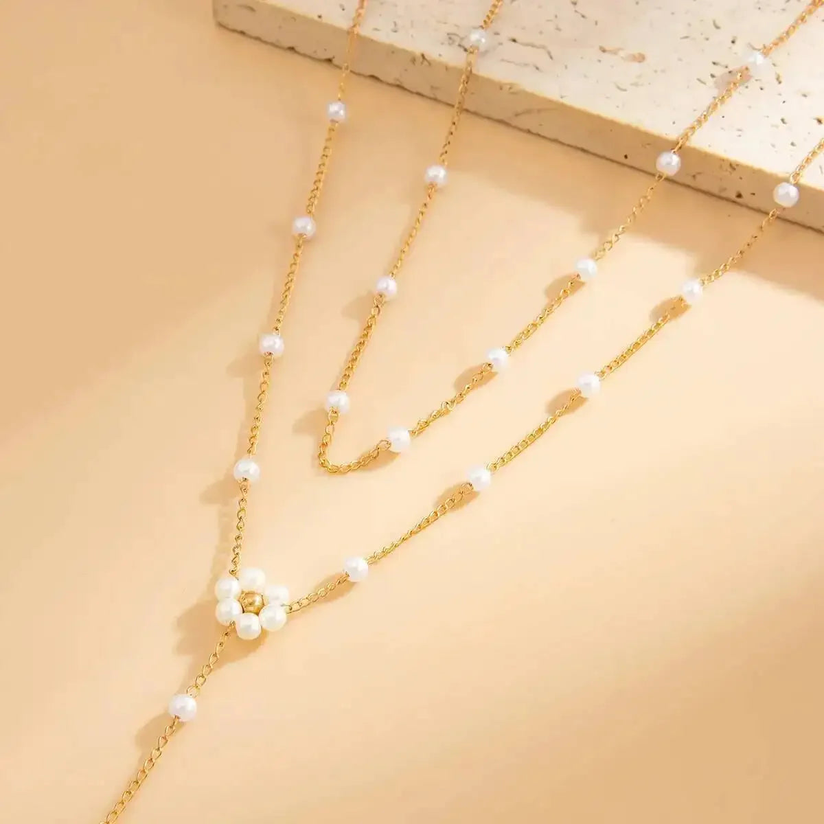 Elegant Pearl Flower Pendant Necklace Set for Women
