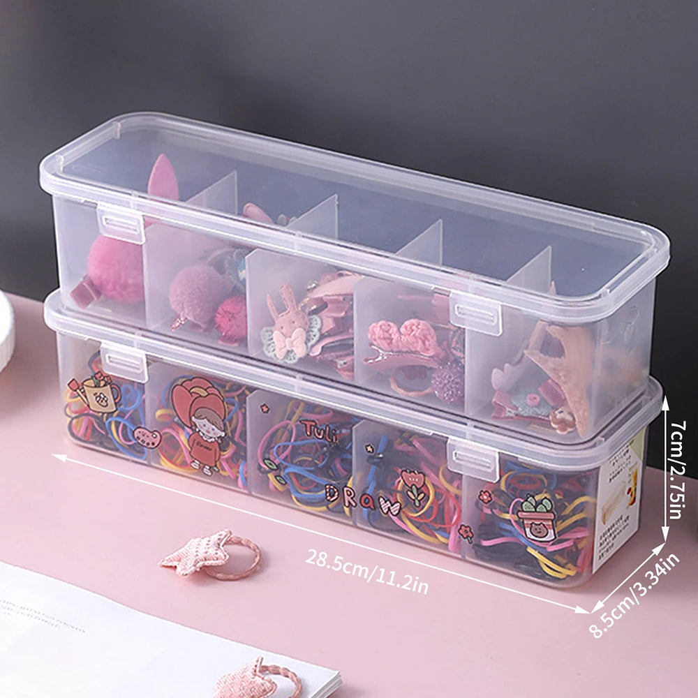 Plastic Five-Compartment Hair Accessories Organizer Box