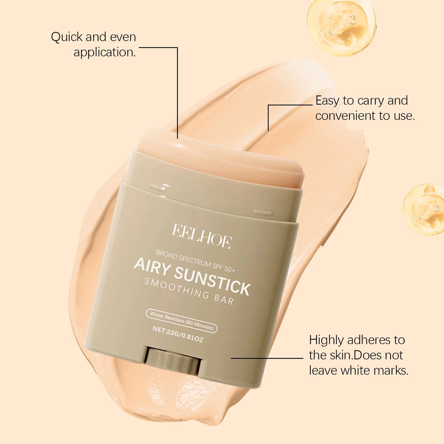 Moisturize Airy Sunstick SPF50+ Anti-UV Long-lasting Protector High Coverage 23g Matte Natural Sunscreen Cream Skin Care by Home for Health and Beauty