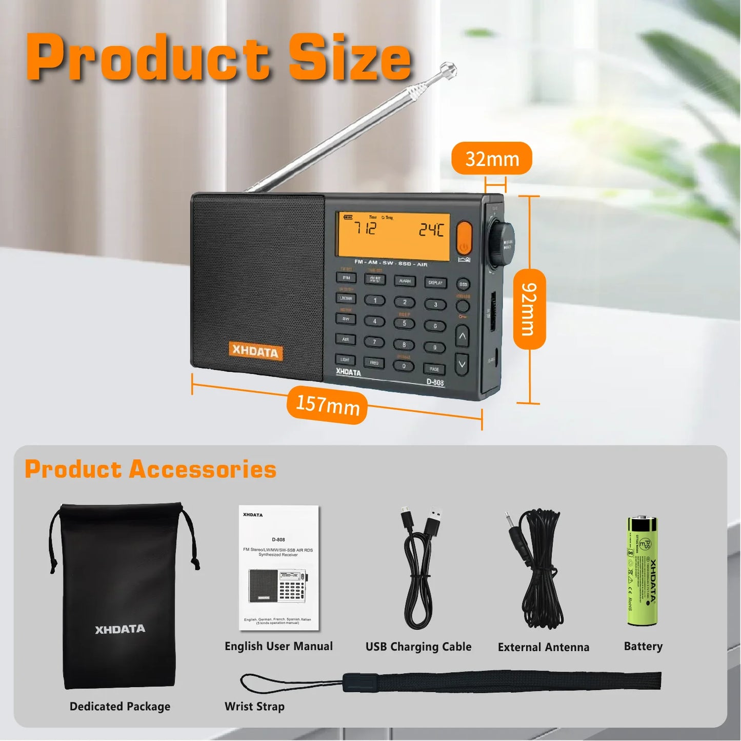 AllBand Portable Radio With BuiltIn Speaker And Rechargeable Battery