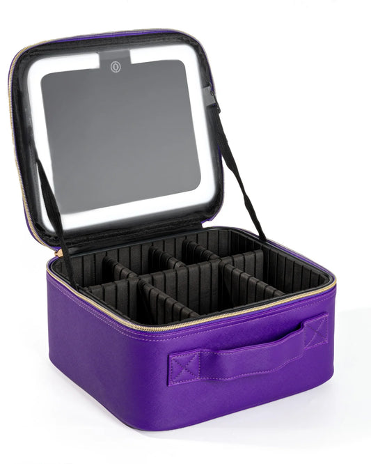 Makeup Bag With Mirror Lamp Travel Waterproof Cosmetic Case