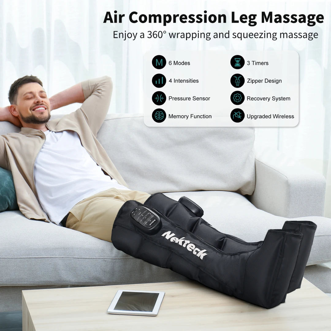 Cordless Air Pressure Leg Massager Boots With Storage Bag