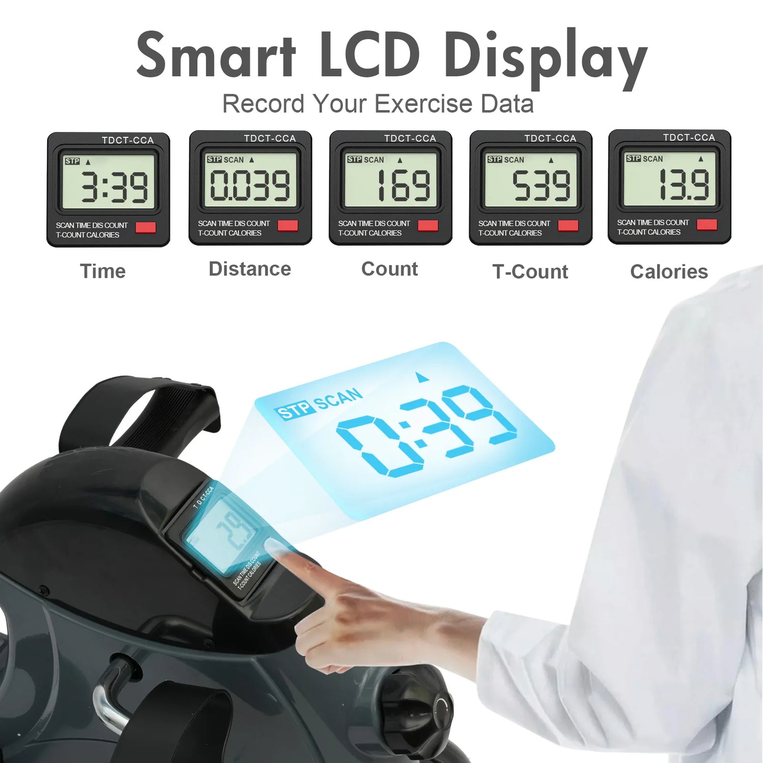 Mini Under Desk Pedal Exerciser Bike Multi-Function Motorized Digital With LCD Screen Display for Leg Arm and Knee for Elderly by Home for Health and Beauty