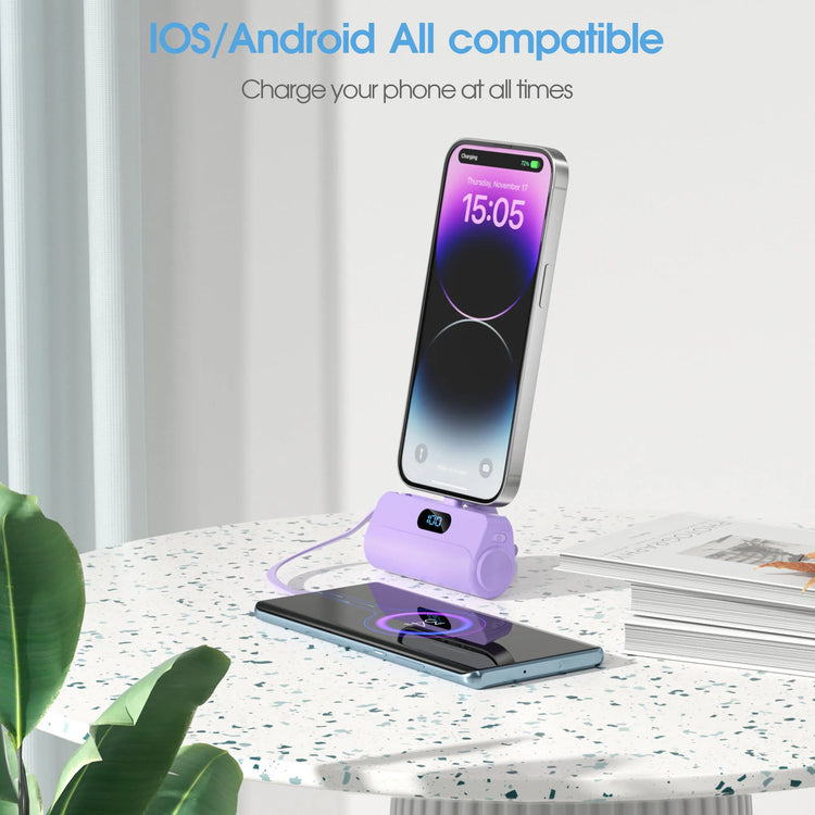 Mini Portable Battery Pack Charger 5000mAh Power Bank,Built-in iOS Interface & USB-C Cable Cell Phone Portable Power,LED Display by Home for Health and Beauty