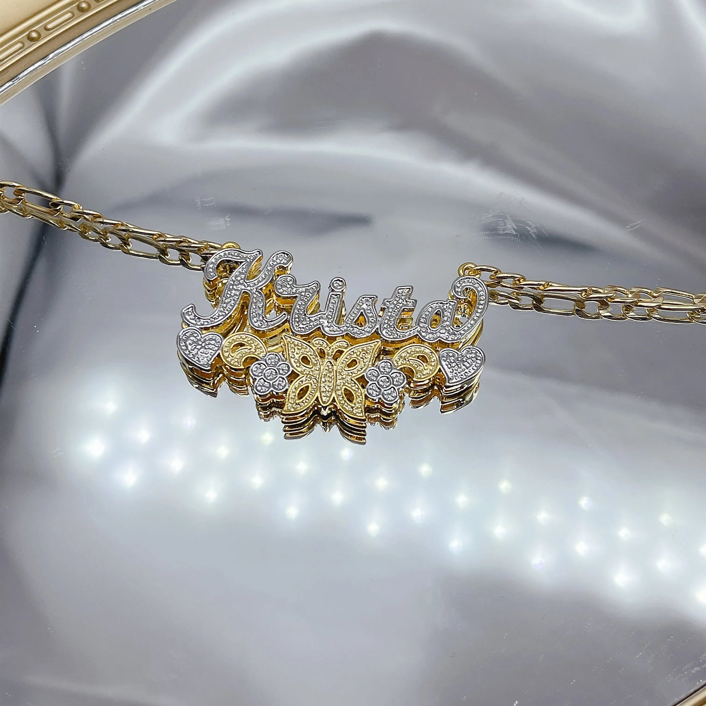 Custom Name Butterfly Necklace Personalized Heart Hip Hop Letter