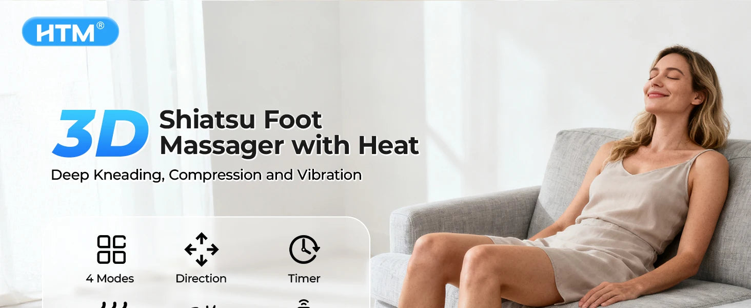 Electric Foot Calf Massager Shiatsu Massage Tools 3 Levels Deep Tissue Washable Cover Hot Compress Vibrator Machine Foot Relax by Home for Health and Beauty