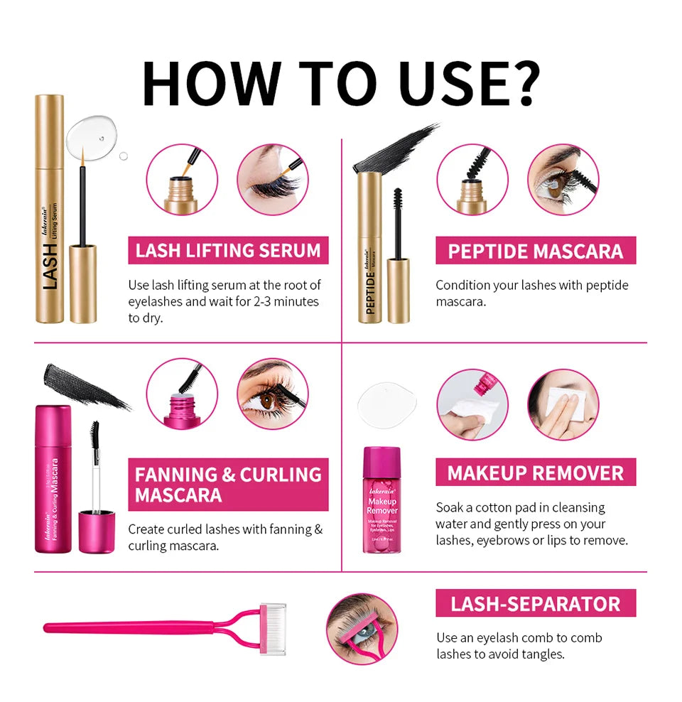 Lash & Brow Set Eyebrow Eyelash Growth Serum Peptide Mascara Eyelash Eyebrow Longer Fuller Thicker Curling Lash Eye Care Makeup by Home for Health and Beauty